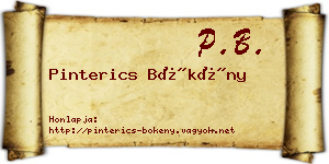 Pinterics Bökény névjegykártya